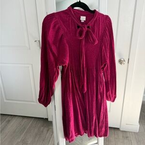 a new day Fuchsia Tie-Neck Velvet dress